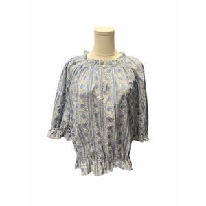 Pink City Prints Blue Floral Cotton Top